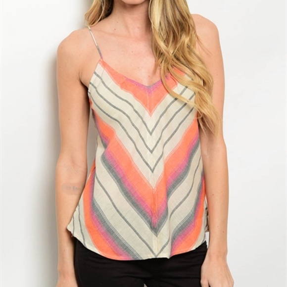 Tops - Taupe (Natural) and Rust Colored Top with Tie Bac